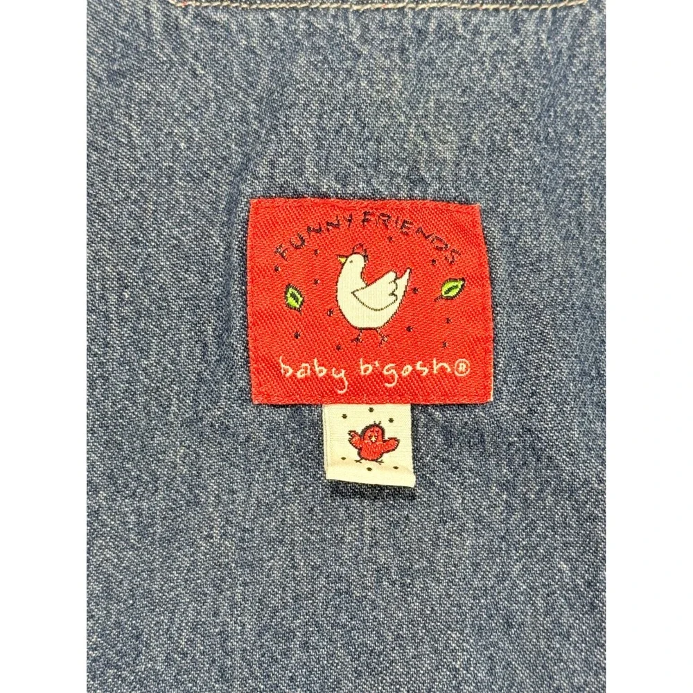 Vtg 90s OshKosh B'gosh Denim Jumper Dress Baby Girls sz 18M Fall Plaid